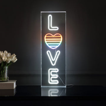 LOVE 8" X 24" Contemporary Glam Acrylic Box USB Operated LED Neon Light - JONATHAN Y